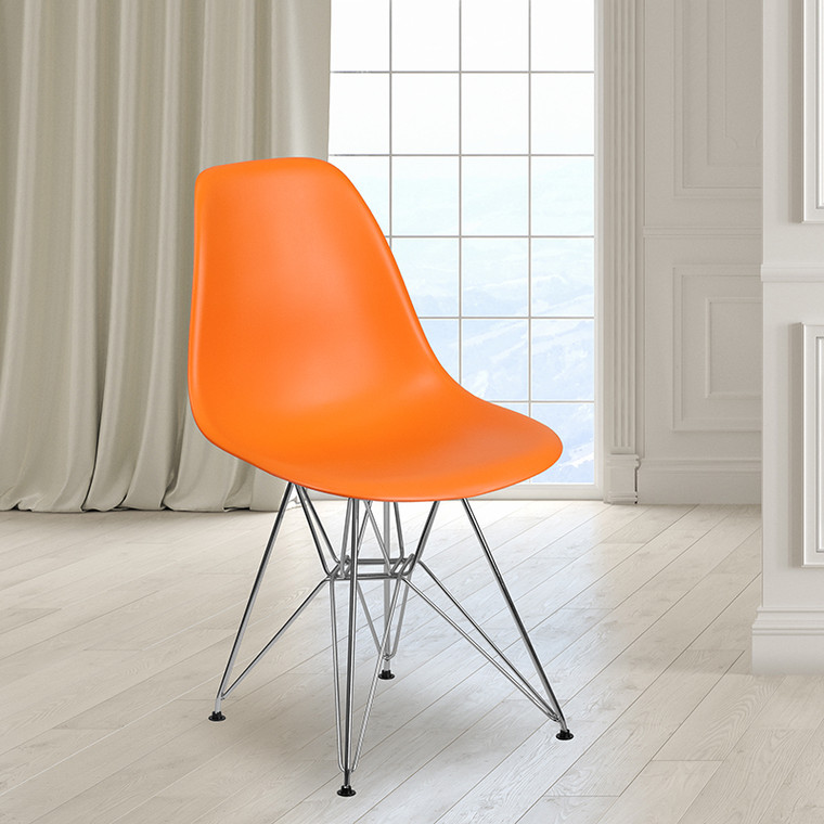 Orange Plastic/chrome Chair - 889142209577