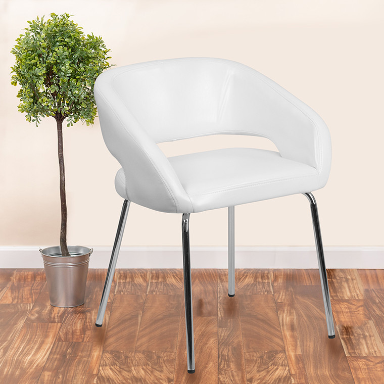 White Leather Side Chair - 889142074878