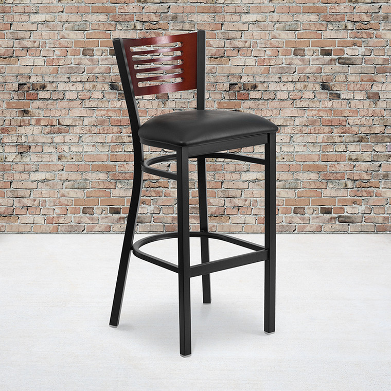 Bk/mah Slat Stool-black Seat - 847254084055