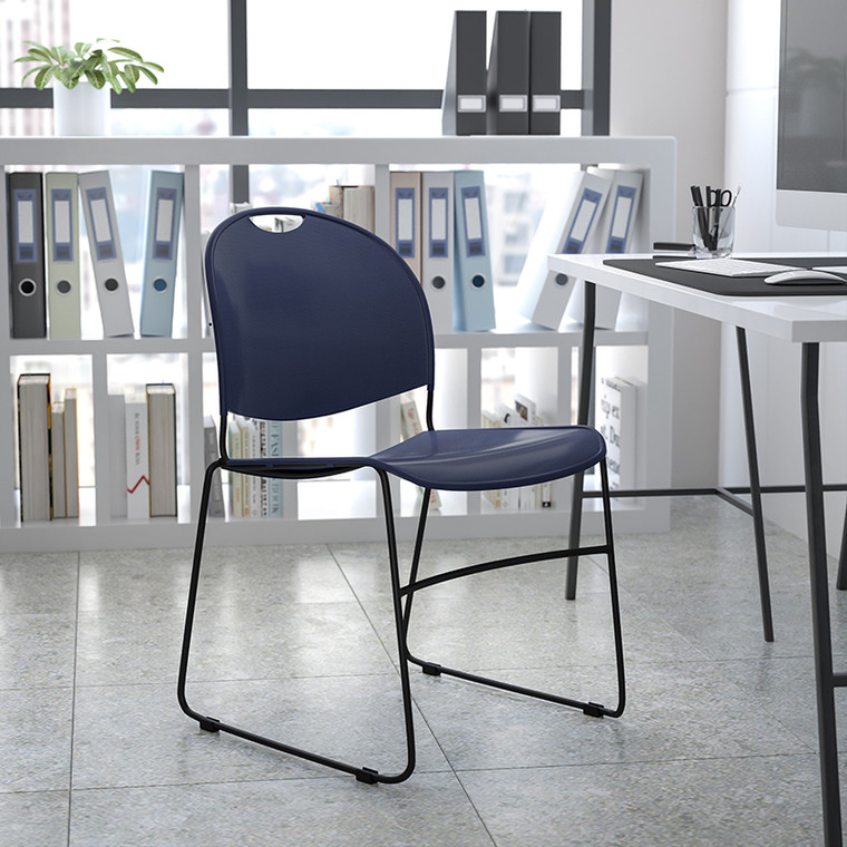 Navy Plastic Stack Chair - 889142558620