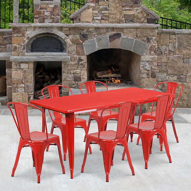 31.5x63 Red Metal Table Set - 889142049494