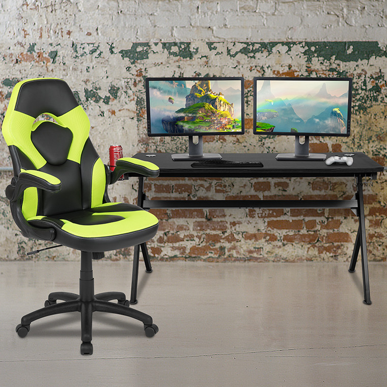 Black Gaming Desk & Chair Set - 889142607779