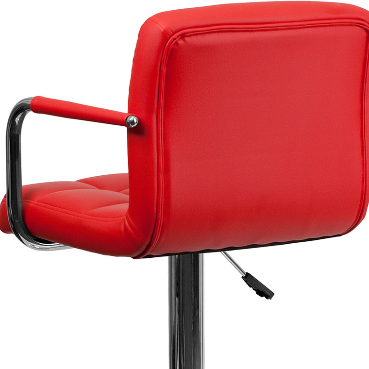 Red Quilted Vinyl Barstool - 847254047289