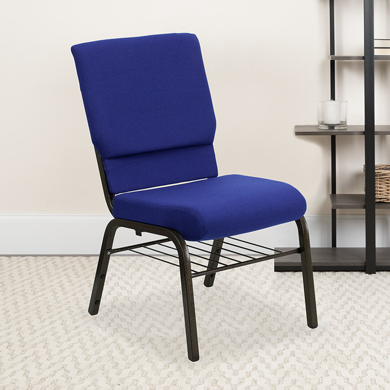 Blue Fabric Church Chair - 812581012729