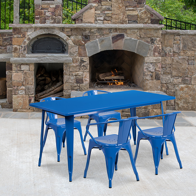 31.5x63 Blue Metal Table Set - 889142049388