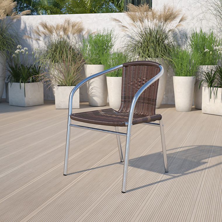 Brown Rattan Aluminum Chair - 889142005537