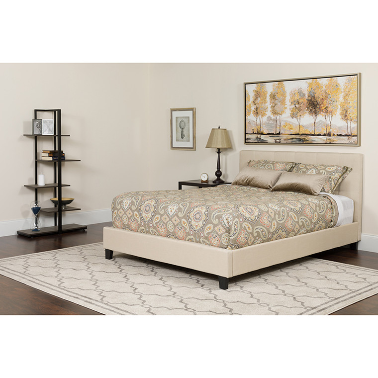 Full Platform Bed Set-beige - 889142254522