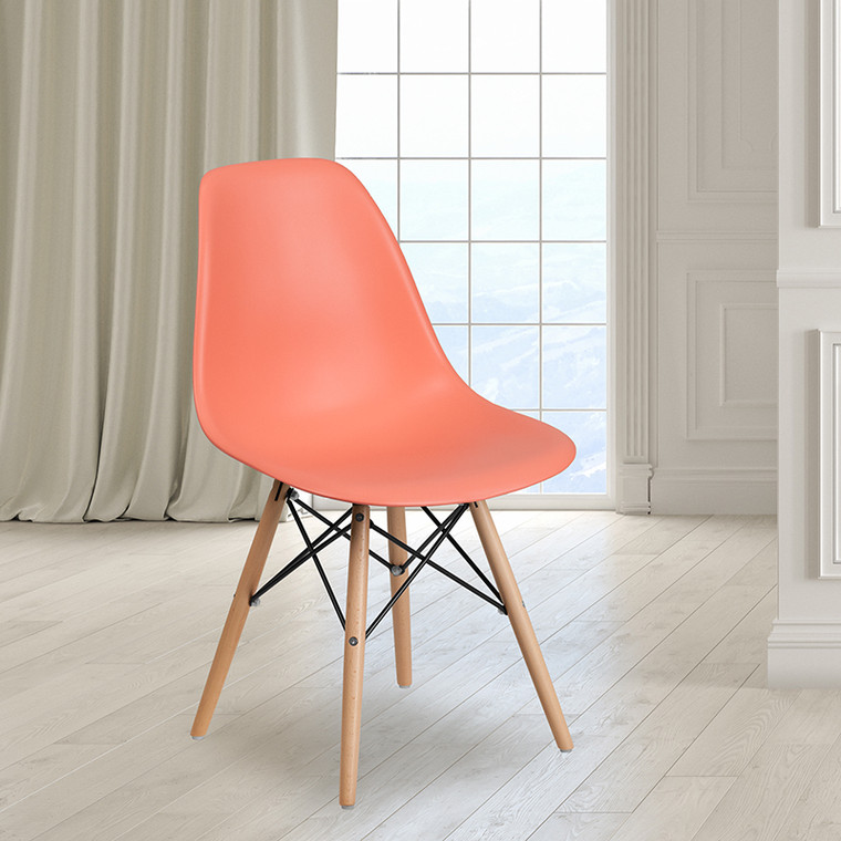 Peach Plastic/wood Chair - 889142209690