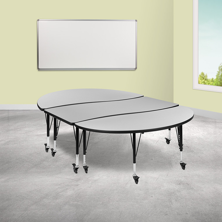 3pc 86" Oval Grey Table Set - 889142933748