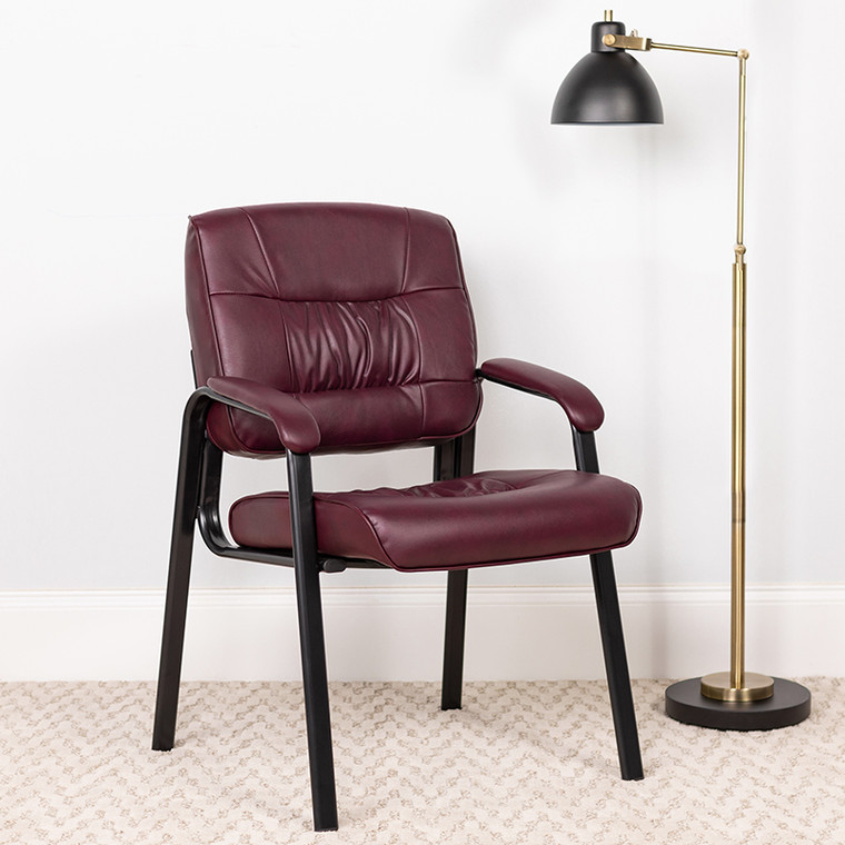 Burgundy Leather Side Chair - 847254022439