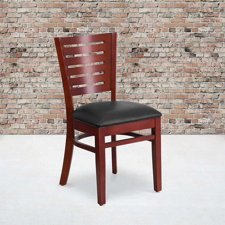 Mahogany Wood Chair-blk Vinyl - 847254083669