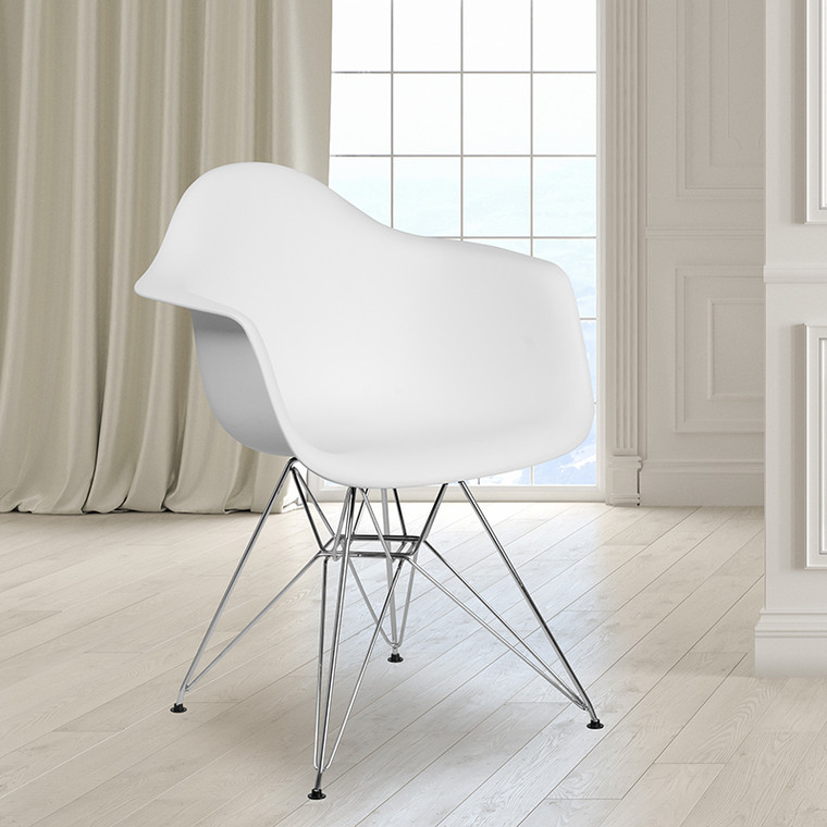 White Plastic/chrome Chair - 889142209812