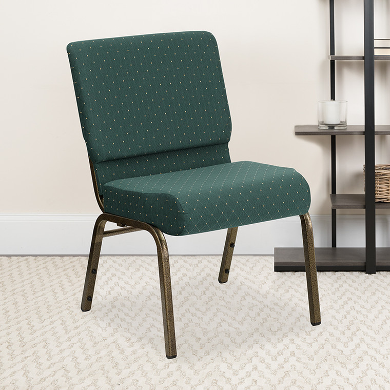 Green Dot Fabric Church Chair - 812581012545
