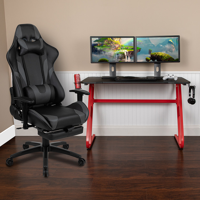 Red Gaming Desk & Chair Set - 889142614319