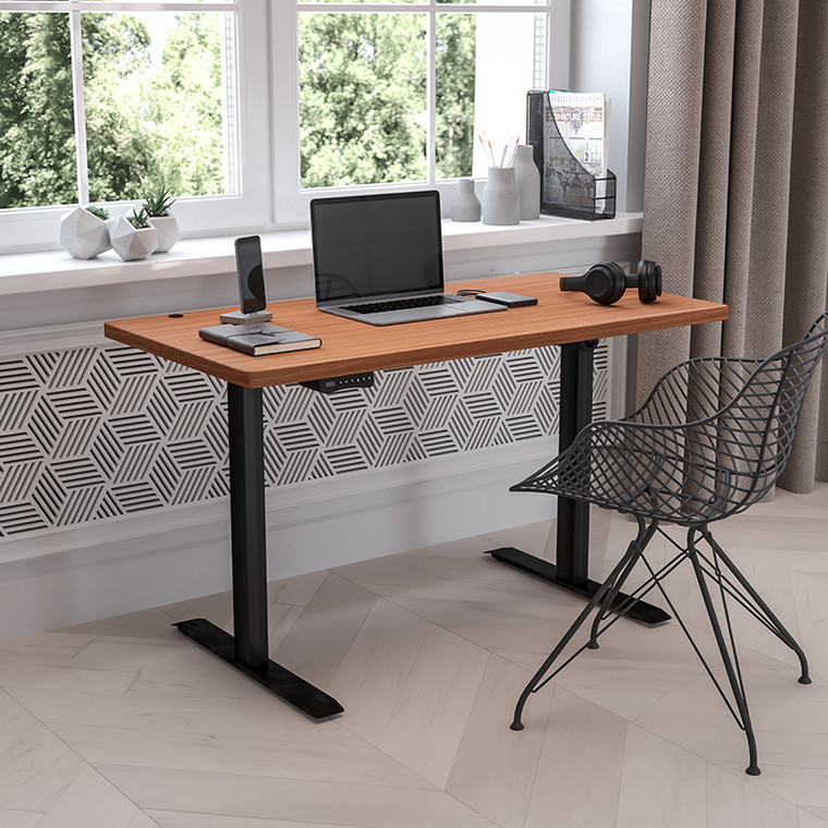 Mahogany Electric Stand Desk - 889142931126