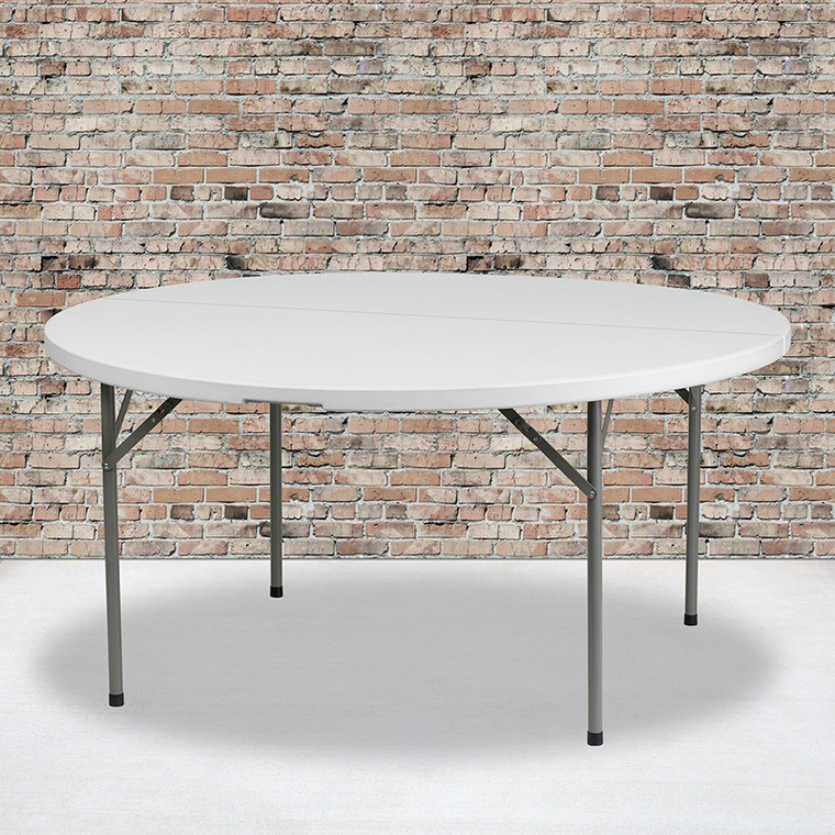 60rd White Plastic Fold Table - 812581018073