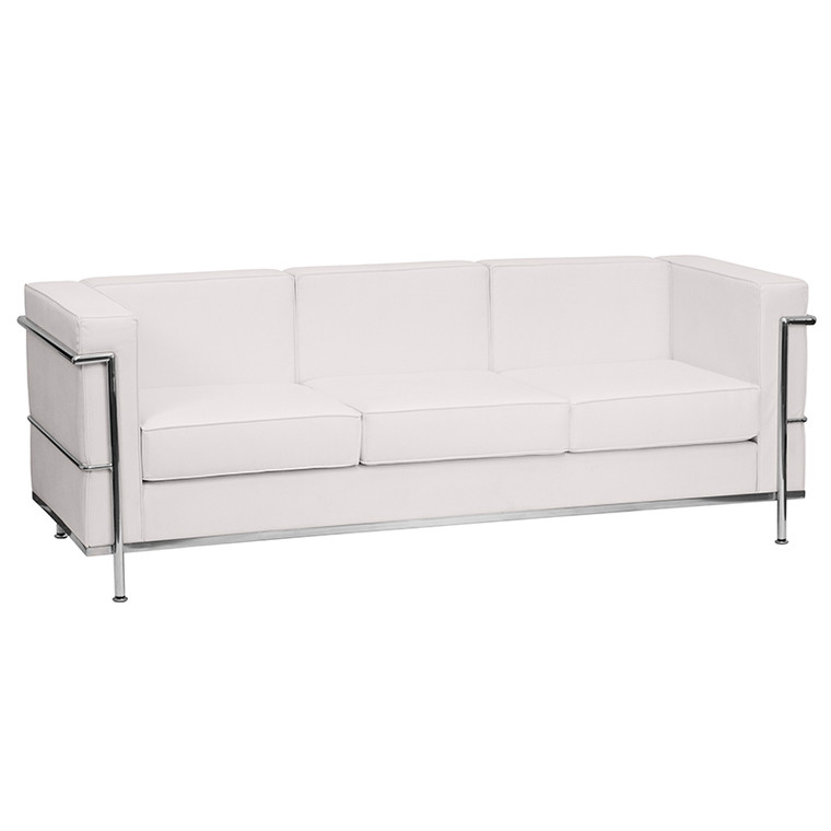 White Leather Sofa - 847254019262