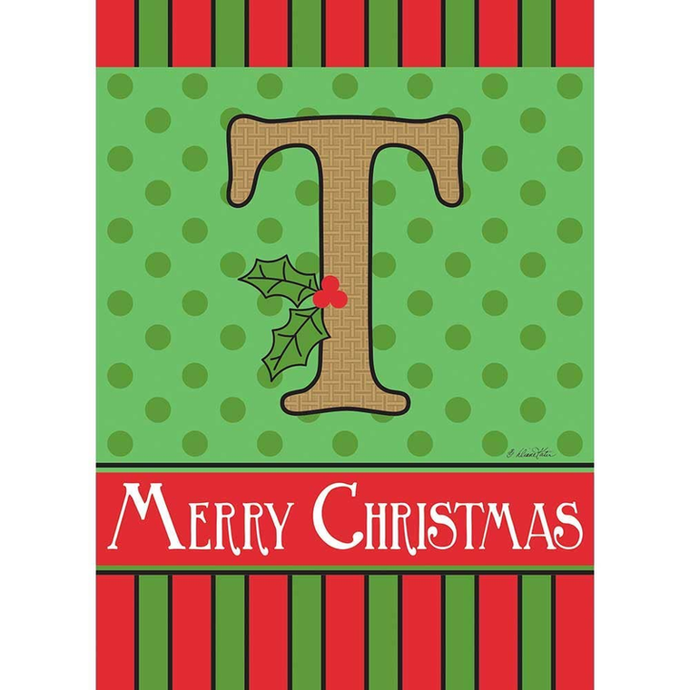 Merry Christmas Monogram Burlap Garden Flag - 603799357111
