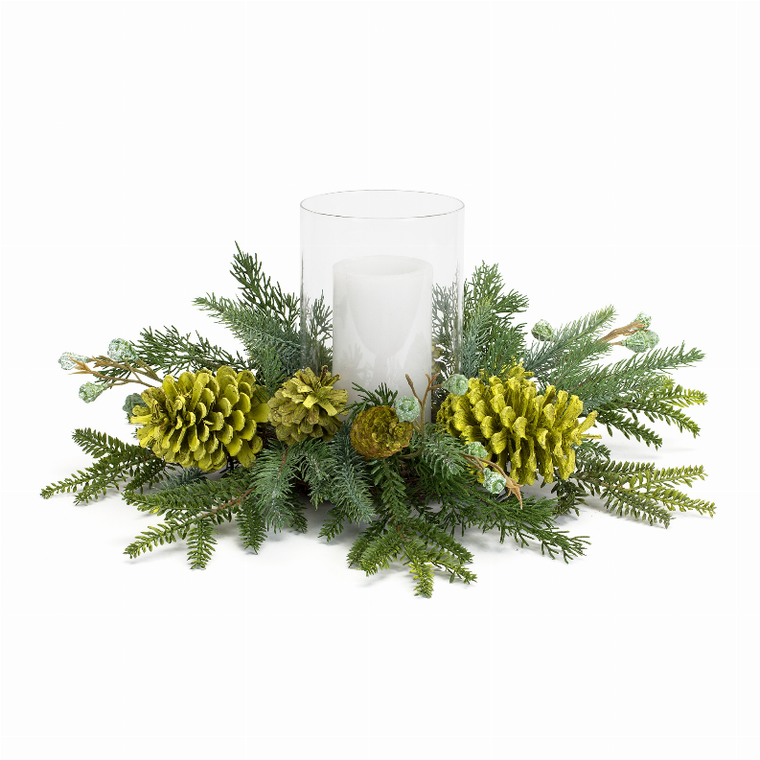 Mixed Pine Candle Holder 18"D x 7.75"H PVC - 746427834100