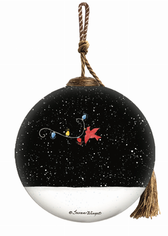 Holiday Lights Snowman Hand Painted Glass Ornament - 850015443756