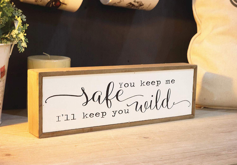 You Keep Me Safe I Will Keep You Wild Wood Block Signs- Freestanding Wood Home Decorations for Living Room - 711414586973