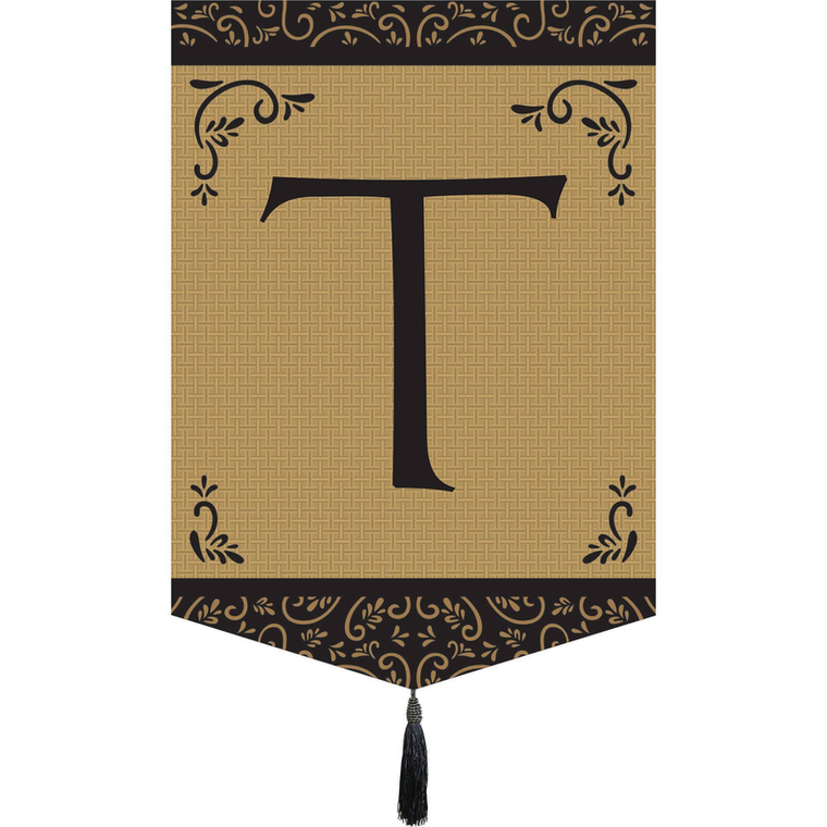 Garden Monogram Tassel Burlap Flag - 603799411981