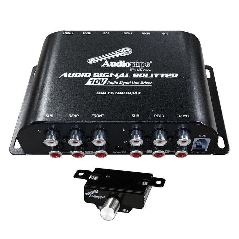 Audiopipe Rca 1 In /3 Out 10v Audio Signal Line Driver With Remote Bass Knob - 784644417942