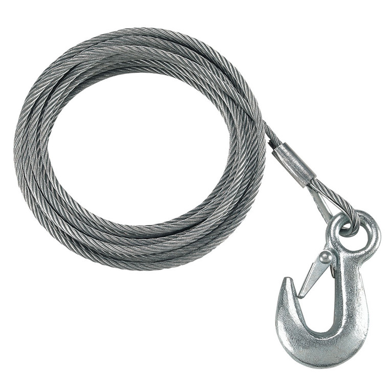 Fulton 7/32" x 50' Galvanized Winch Cable and Hook - 5,600 lbs. Breaking Strength - 088154092386