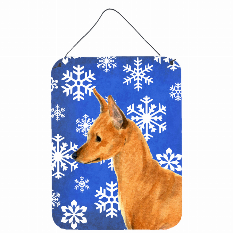 Winter Snowflakes Design with Dog Wall or Door Hanging Prints - 615872623358
