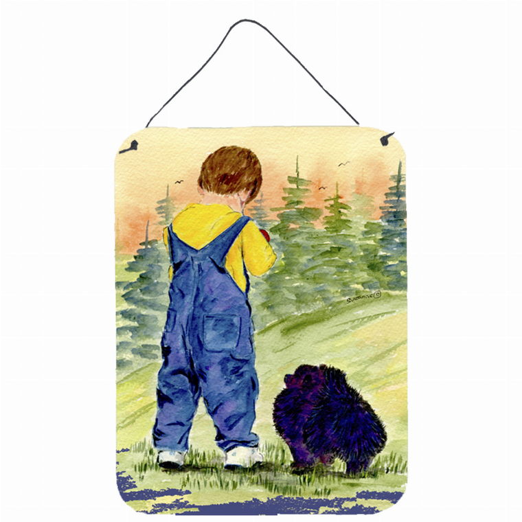 Little Boy with his Dog Wall or Door Hanging Prints - 615872612802