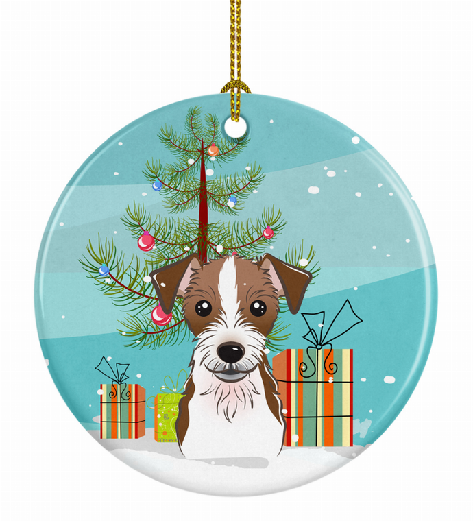 Christmas Tree and Dog on Ceramic Ornament - 652259327256