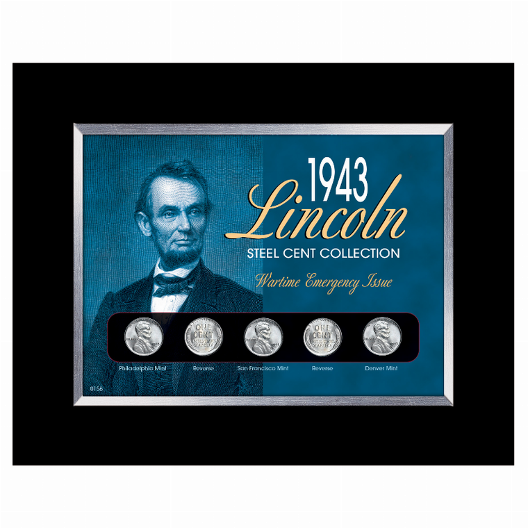 1943 Lincoln Steel Penny Collection Wartime Emergency Issue in Small Frame - 756132001568