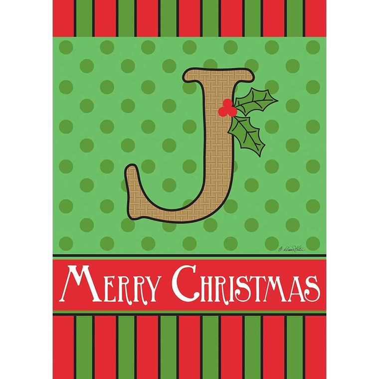 Merry Christmas Monogram Burlap Garden Flag - 603799357036