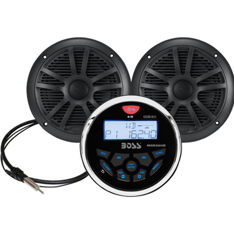 Stereo Pack, Round, with 6.5" Black Speakers+Antenna - 791489123013