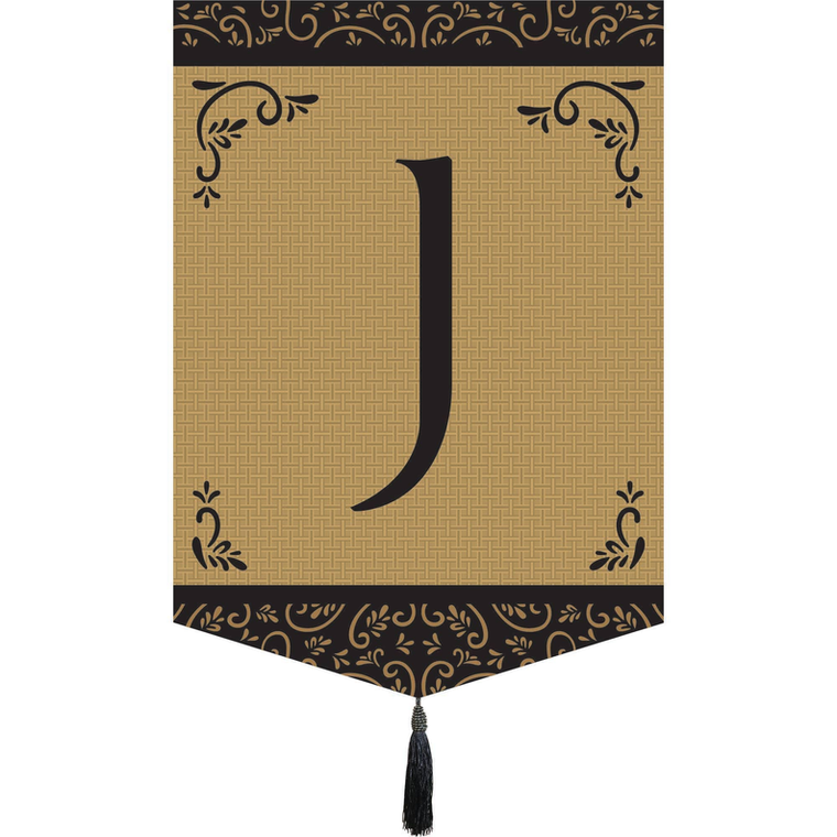 Garden Monogram Tassel Burlap Flag - 603799411837