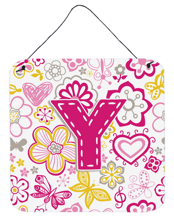 Flowers and Butterflies Monogram Letter Wall or Door Hanging Prints - 615872984510