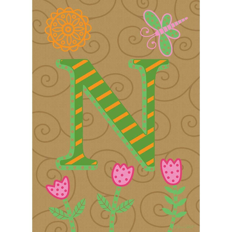 Whimisical Garden Monogram Flag - 603799312783