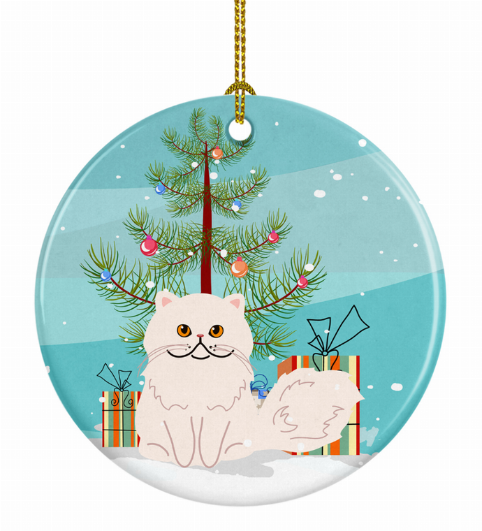 Merry Christmas Tree and Cat Ceramic Ornament - 652259331161