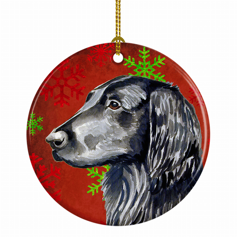 Dog and Christmas Snowflakes Ceramic Ornament - 615872598236