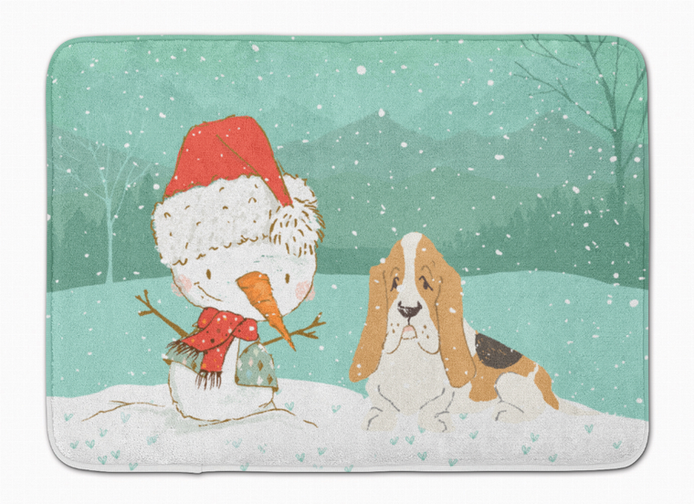 Dog and Snowman Christmas Machine Washable Memory Foam Mat - 652259282883