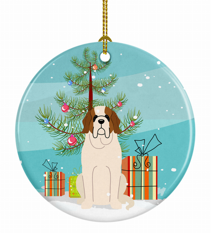 Christmas Tree and Dog on Ceramic Ornament - 652259328185