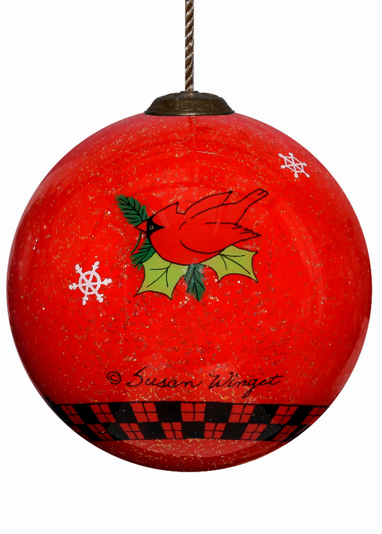 Woodland Plaid Pals Reindeer Hand Painted Glass Ornament - 850004397596