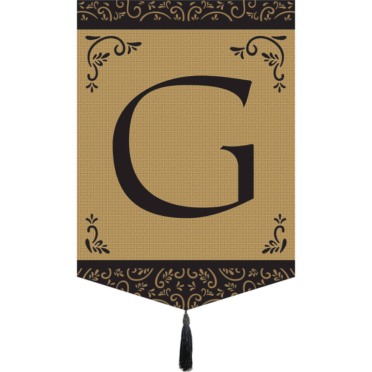 Garden Monogram Tassel Burlap Flag - 603799411745