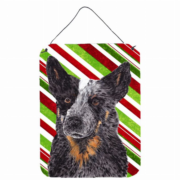 Candy Cane Holiday Christmas Design with Dog Wall or Door Hanging Prints - 615872621798