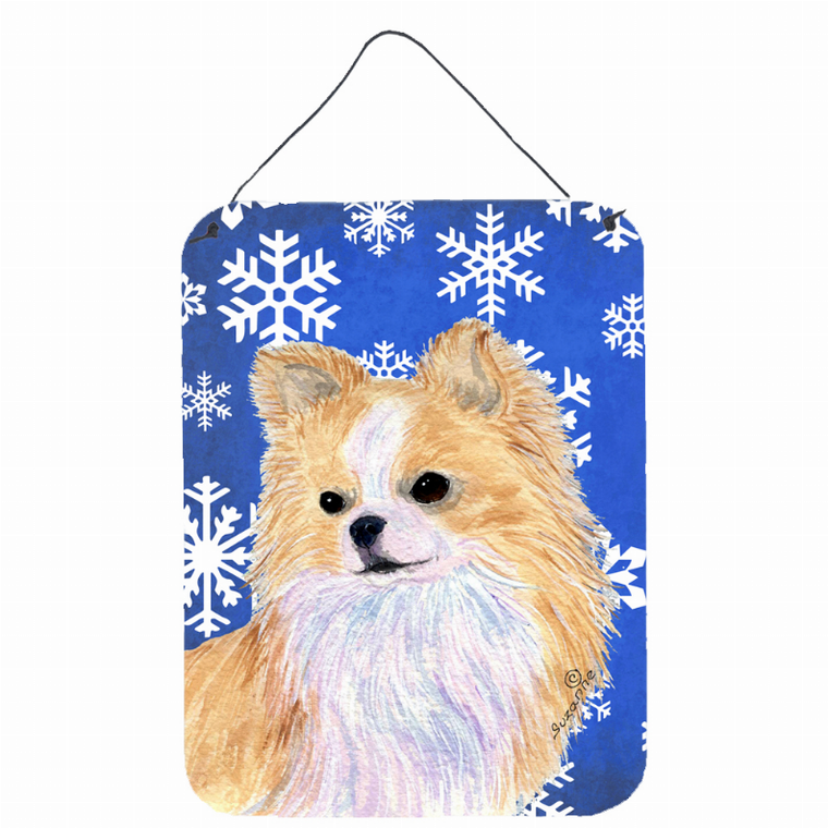 Winter Snowflakes Design with Dog Wall or Door Hanging Prints - 615872623426