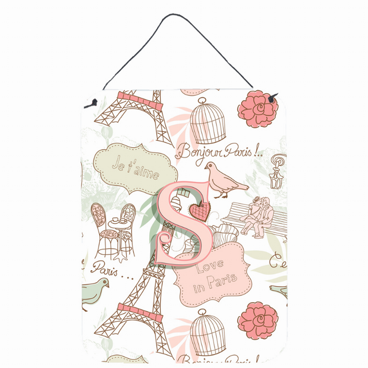 Monogram Letter Love in Paris Pink Wall or Door Hanging Prints - 638508027801
