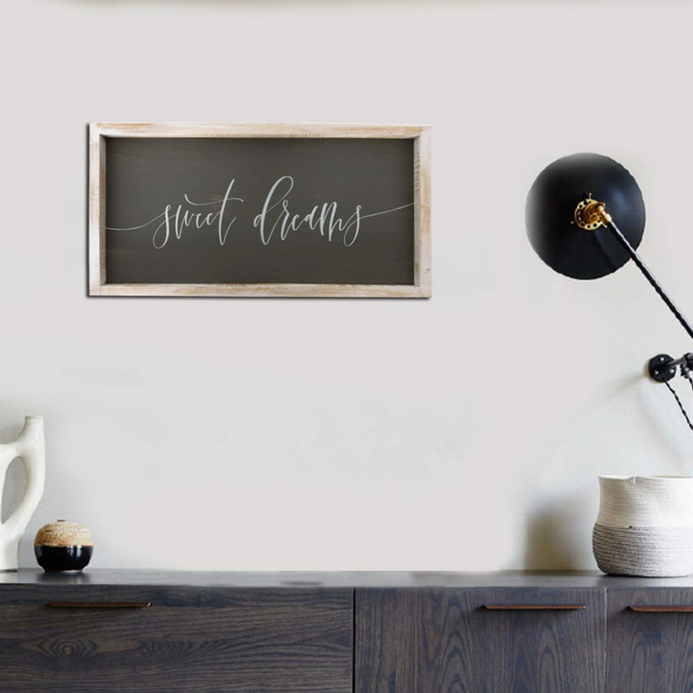 Sweet Dreams Rustic Wooden Wall Sign Plaque-Wood Framed Farmhouse Wall Art Home Decor- 19.7"x10.1" - 711414082949
