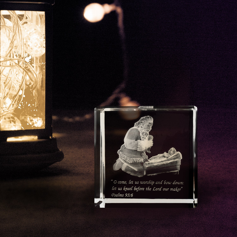 Wondering Awe Laser-engraved Crystal Cube - 787014218767