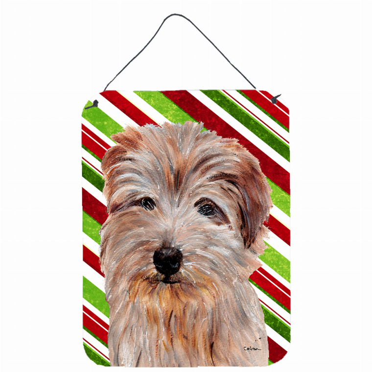 Candy Cane Holiday Christmas Design with Dog Wall or Door Hanging Prints - 615872849918