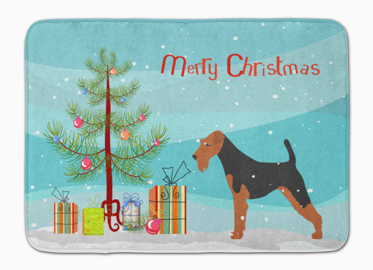 Merry Christmas Tree Dog Art Machine Washable Memory Foam Mat - 638508641649
